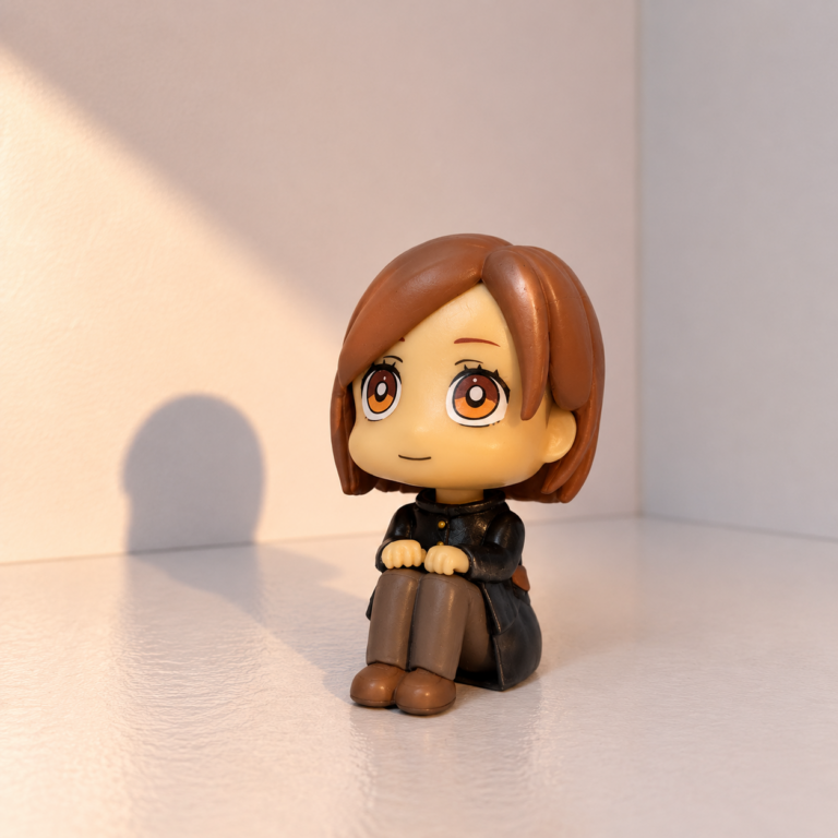 Nobara Kugisaki Jujutsu Kaisen chibi anime collectible figure seated in a cute pose for collectors and anime fans in Kenya.
