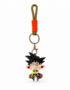 Dragon Ball Kid Goku chibi PVC keychain featuring young Goku riding the Flying Nimbus cloud, attached to a durable metal keyring with an orange and olive green paracord loop.
