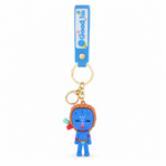 **Image Alt Text** Avatar-inspired blue chibi character PVC keychain with a smiling expression, decorative headpiece, matching blue "Good Luck" silicone wrist strap, gold-tone keyring, and lobster clasp displayed on a white background.