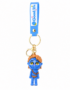 Avatar-inspired blue explorer PVC keychain featuring a blue character with brown hair, gold-tone keyring, lobster clasp, and blue silicone wrist strap with "Good Life" text on a white background.
